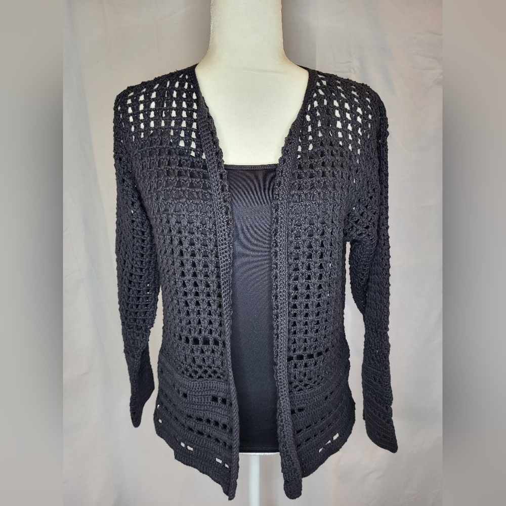 Rico - Hand-knitted Black Cardigan - (S)